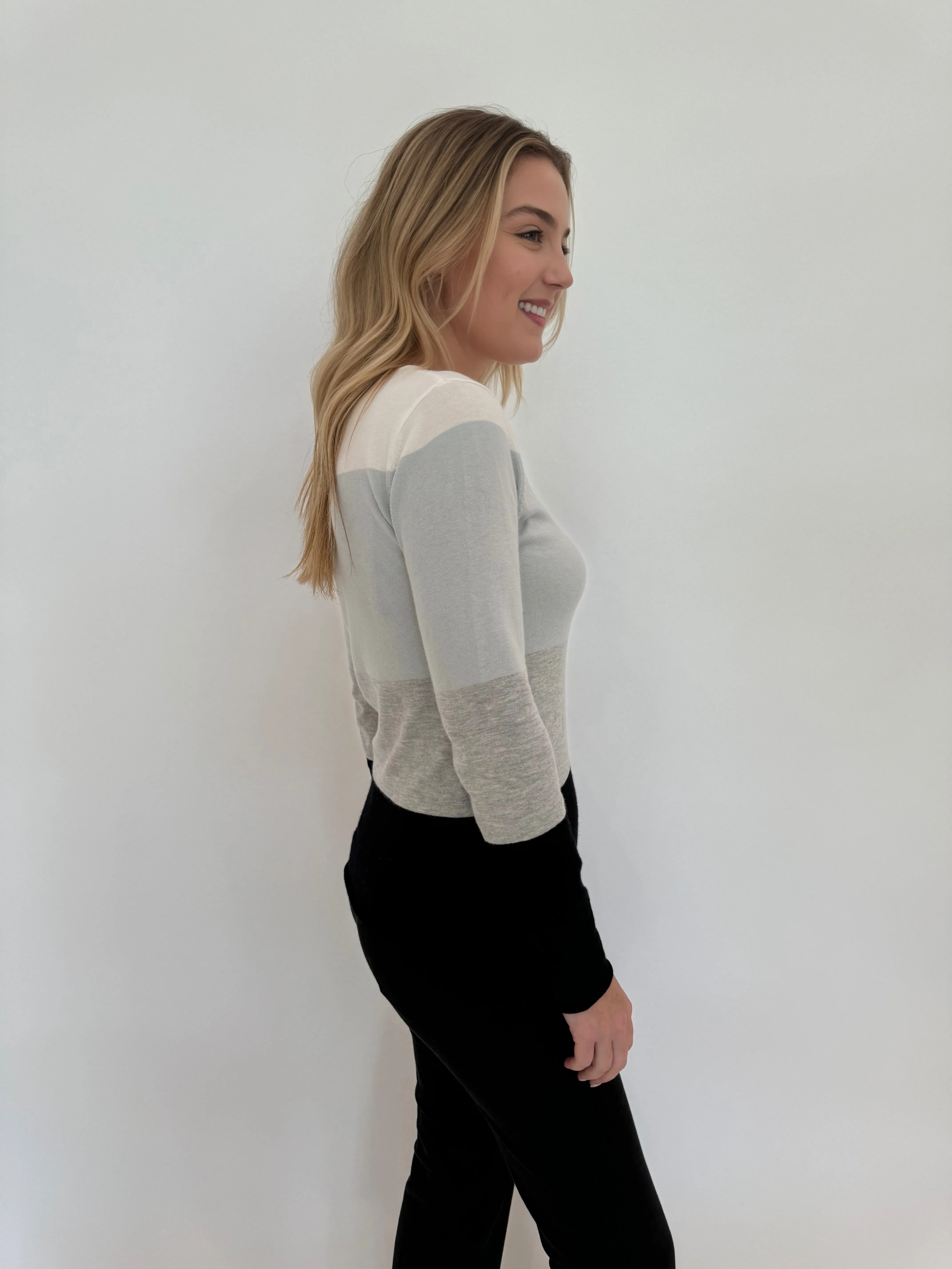 Misty Haze Multi Stripe Crew Sweater