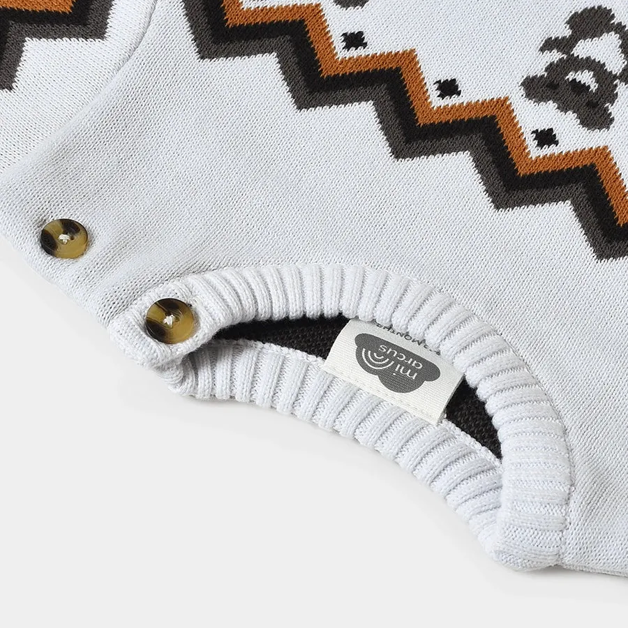 Misty Zig Zag Knitted White Sweater