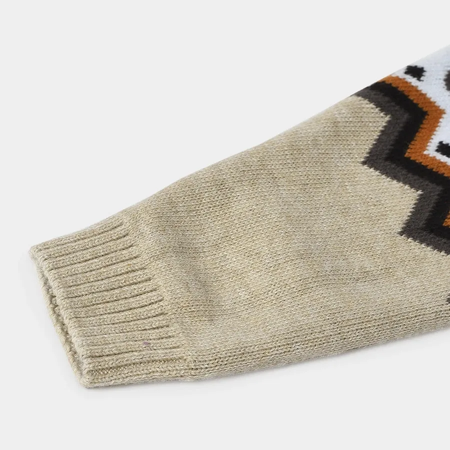 Misty Zig Zag Knitted White Sweater