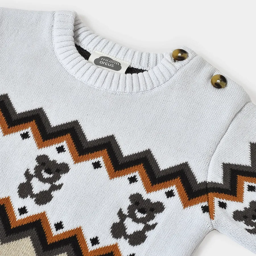 Misty Zig Zag Knitted White Sweater