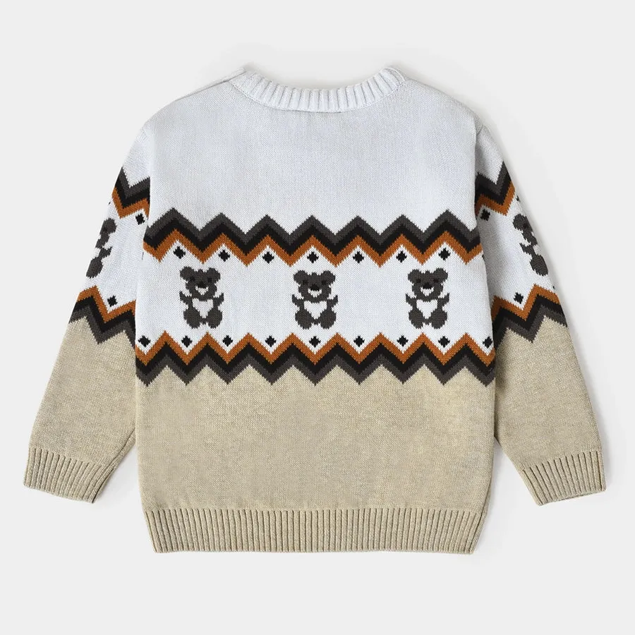 Misty Zig Zag Knitted White Sweater