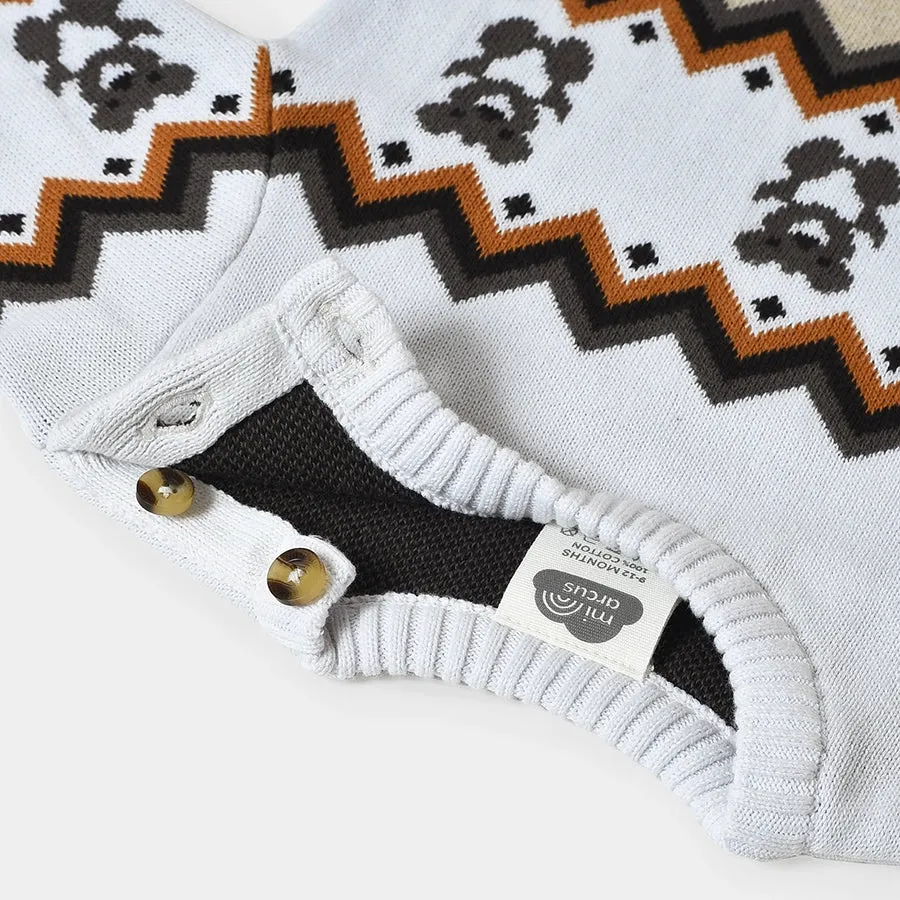 Misty Zig Zag Knitted White Sweater