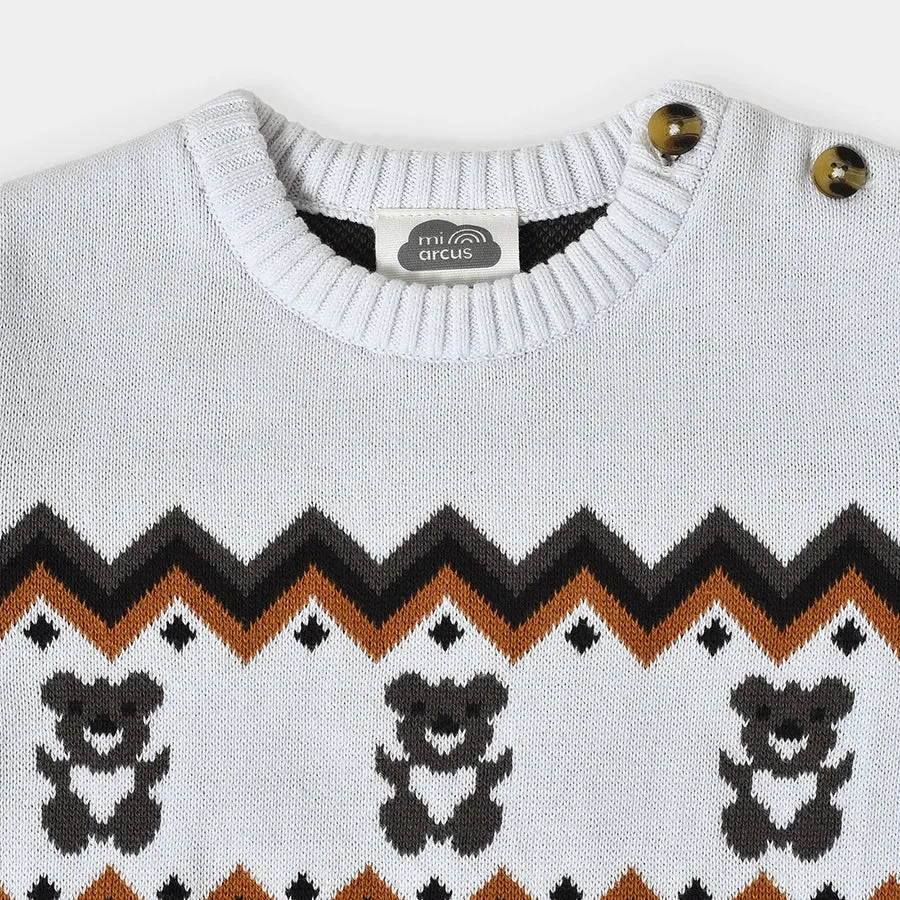 Misty Zig Zag Knitted White Sweater