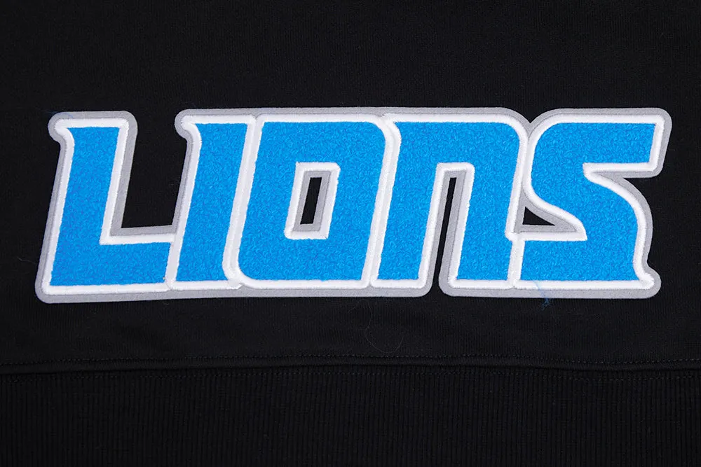 NFL DETROIT LIONS CLASSIC WOMEN'S CROPPED PO HOODIE (BLACK)