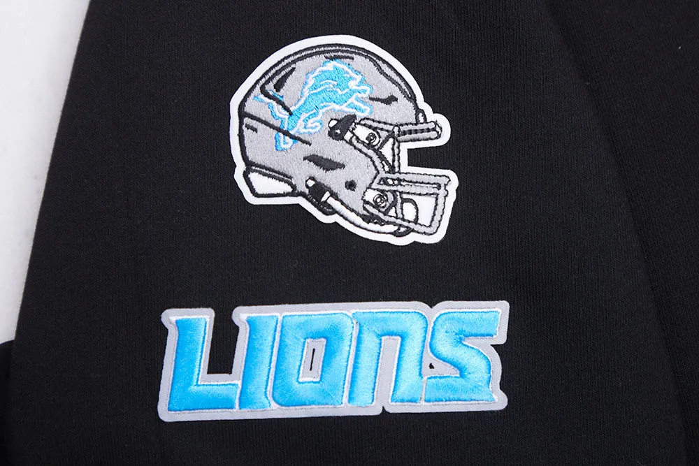 NFL DETROIT LIONS CLASSIC WOMEN'S CROPPED PO HOODIE (BLACK)