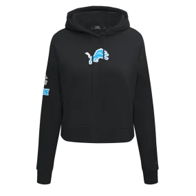NFL DETROIT LIONS CLASSIC WOMEN'S CROPPED PO HOODIE (BLACK)