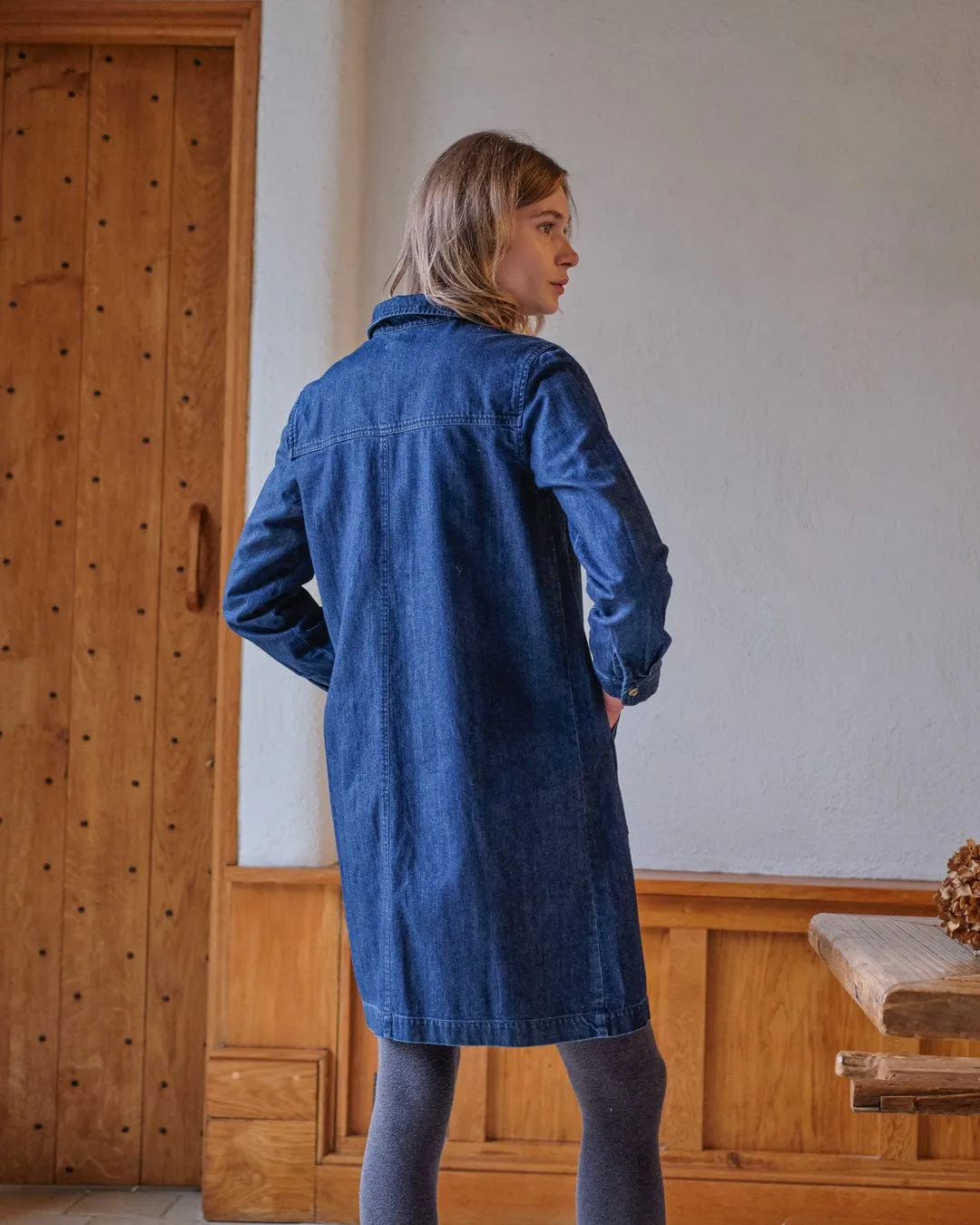Ocean Cotton Shirt Dress | Dark Blue Denim