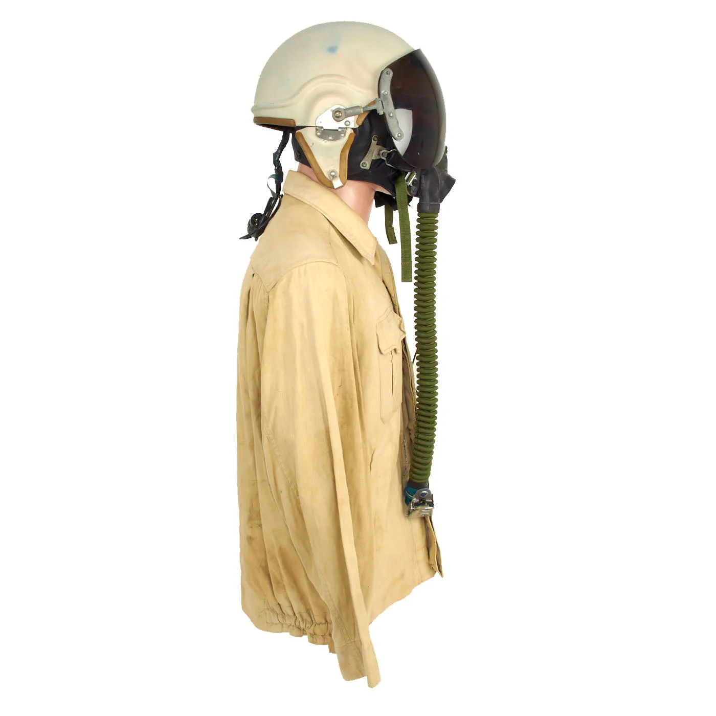 Original Vietnam War Vietnam People's Air Force Uniform Set With Helmet, Oxygen Mask, Boots and Photo - 7 Items
