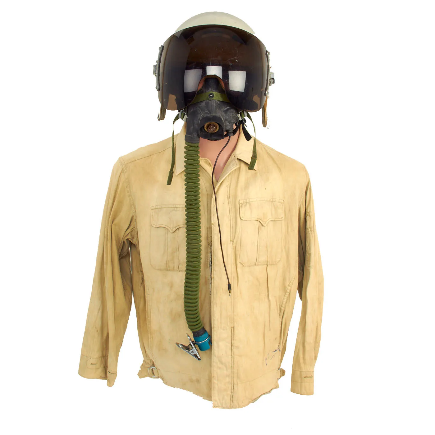 Original Vietnam War Vietnam People's Air Force Uniform Set With Helmet, Oxygen Mask, Boots and Photo - 7 Items