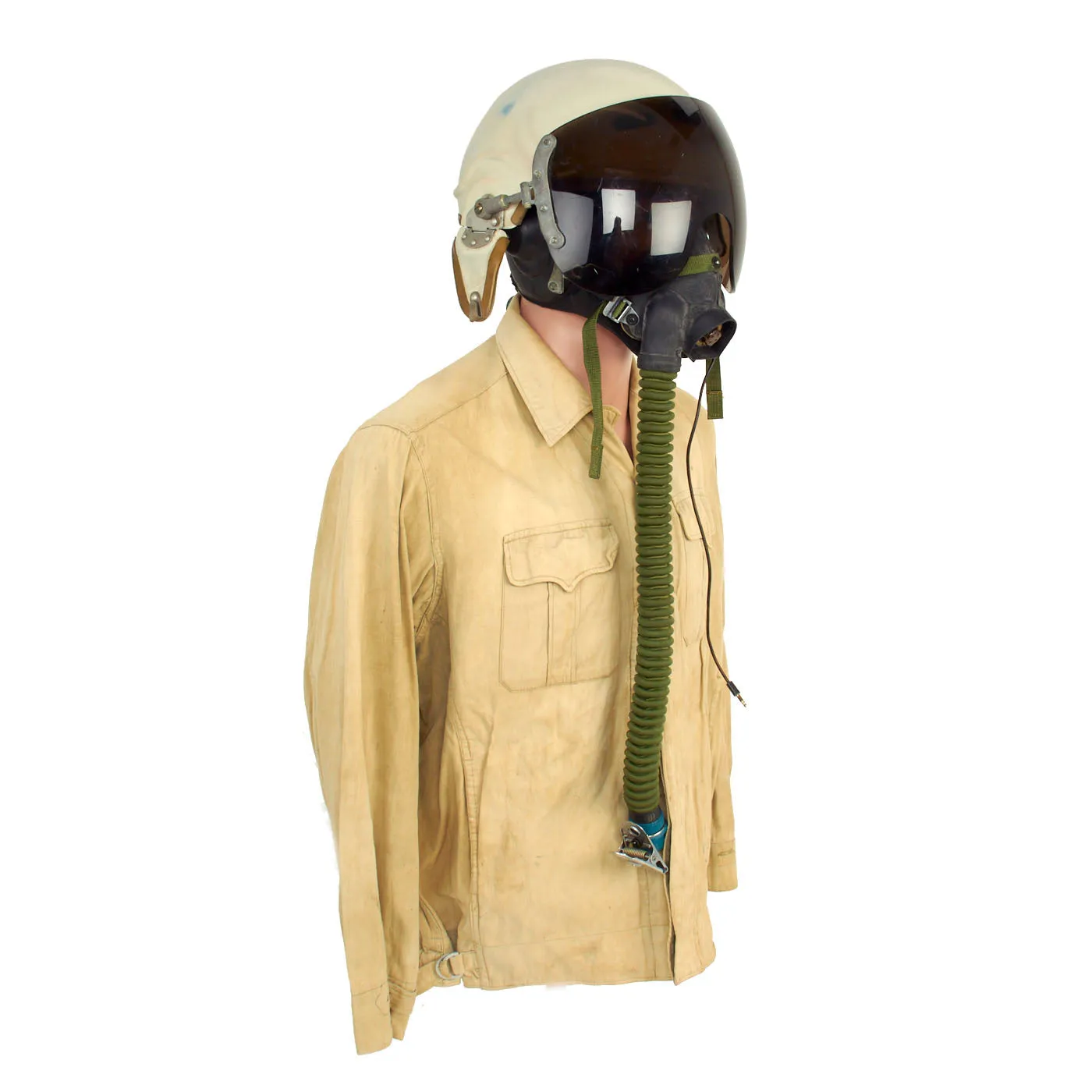 Original Vietnam War Vietnam People's Air Force Uniform Set With Helmet, Oxygen Mask, Boots and Photo - 7 Items