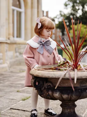 Pansy Wool Coat with Padded Down Jacket & Collar, Misty Pink