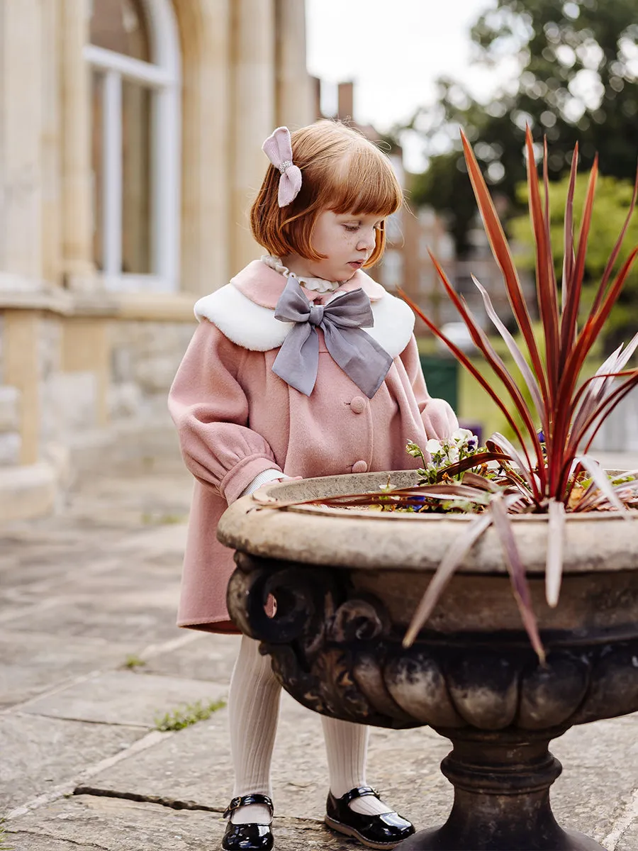 Pansy Wool Coat with Padded Down Jacket & Collar, Misty Pink