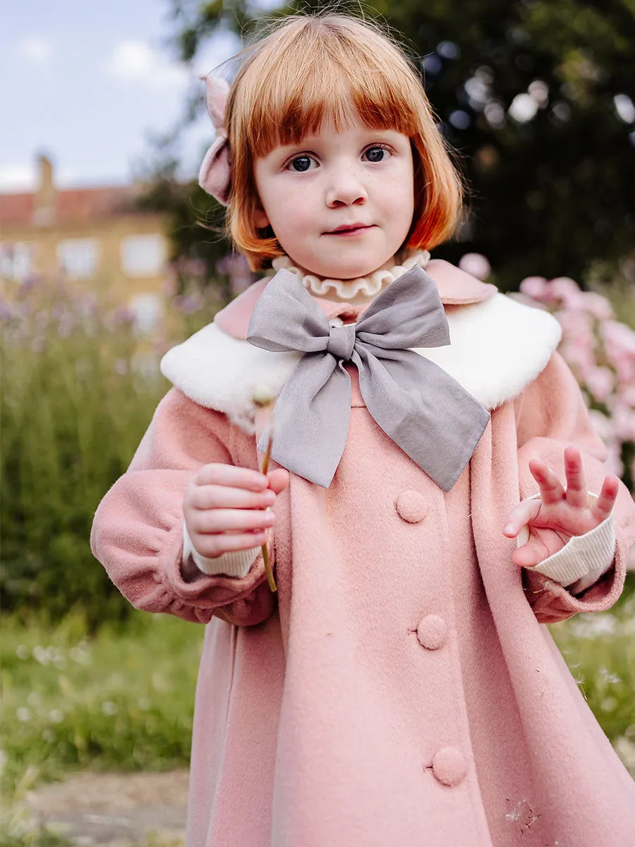 Pansy Wool Coat with Padded Down Jacket & Collar, Misty Pink