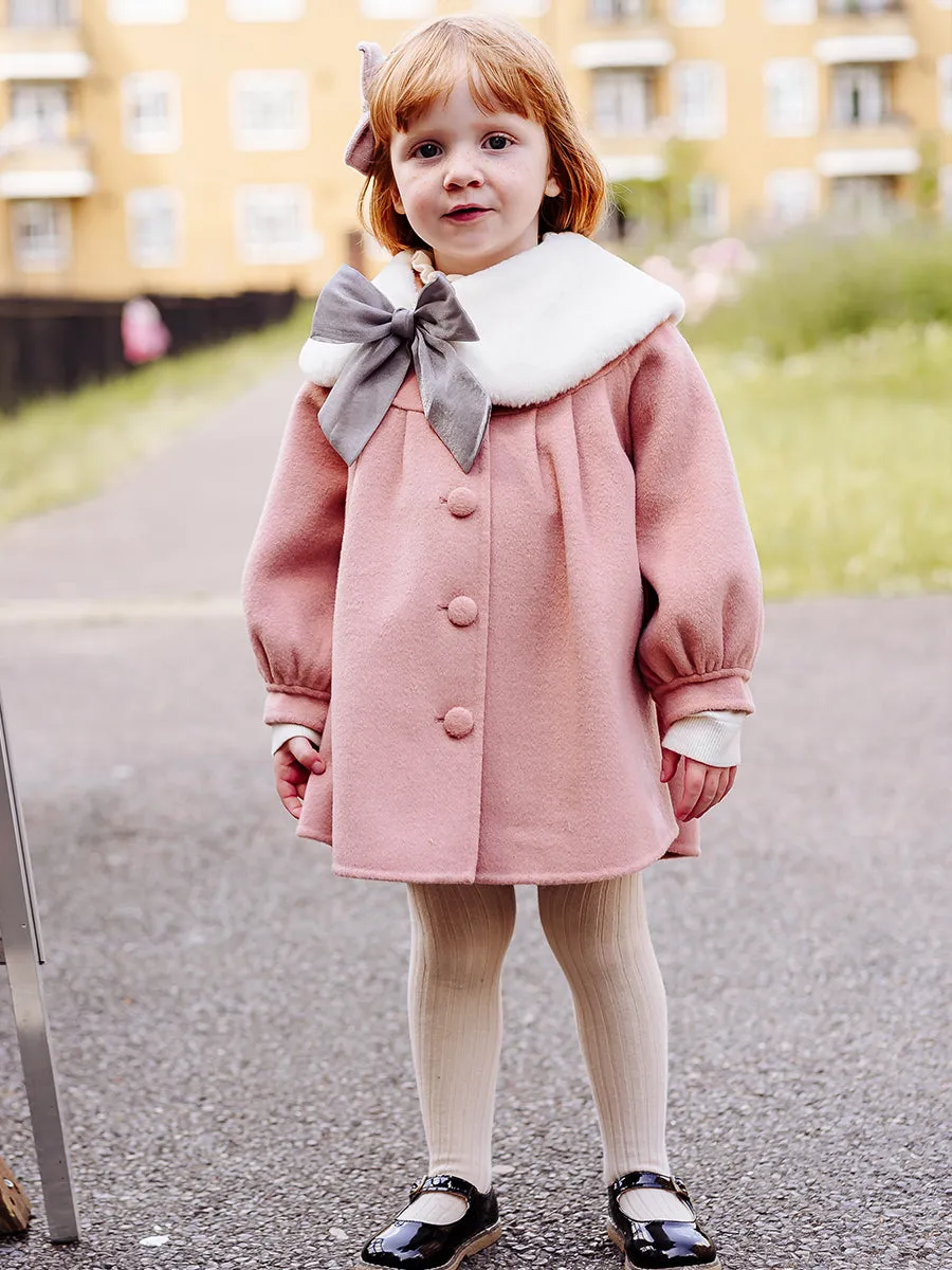 Pansy Wool Coat with Padded Down Jacket & Collar, Misty Pink