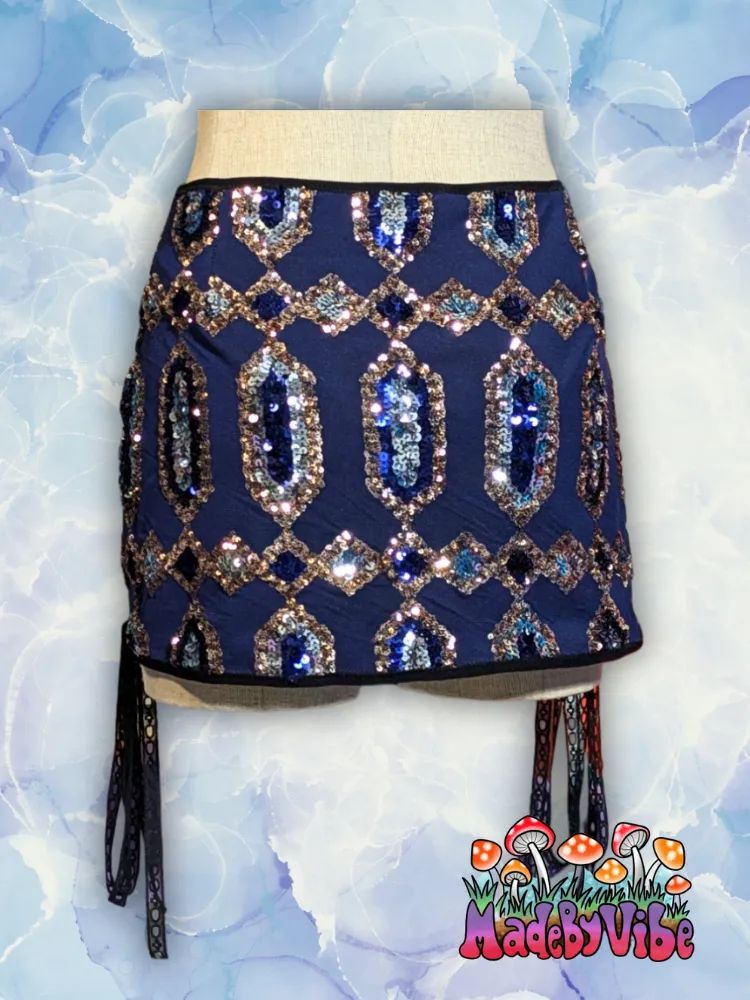 Sapphire Lace Up Sides Mini Pencil Skirt - Ready to Ship