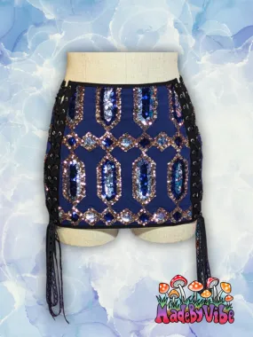 Sapphire Lace Up Sides Mini Pencil Skirt - Ready to Ship