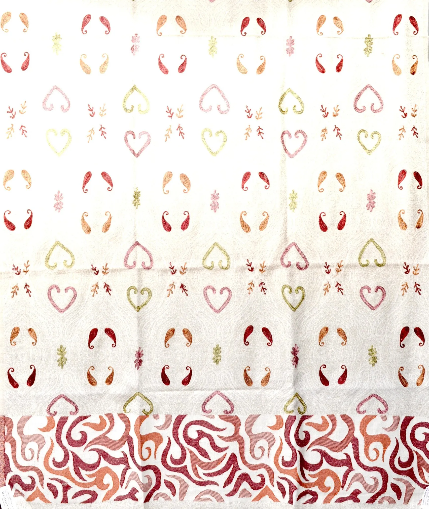 Semi Pashmina White Shawl Embroided with Ari