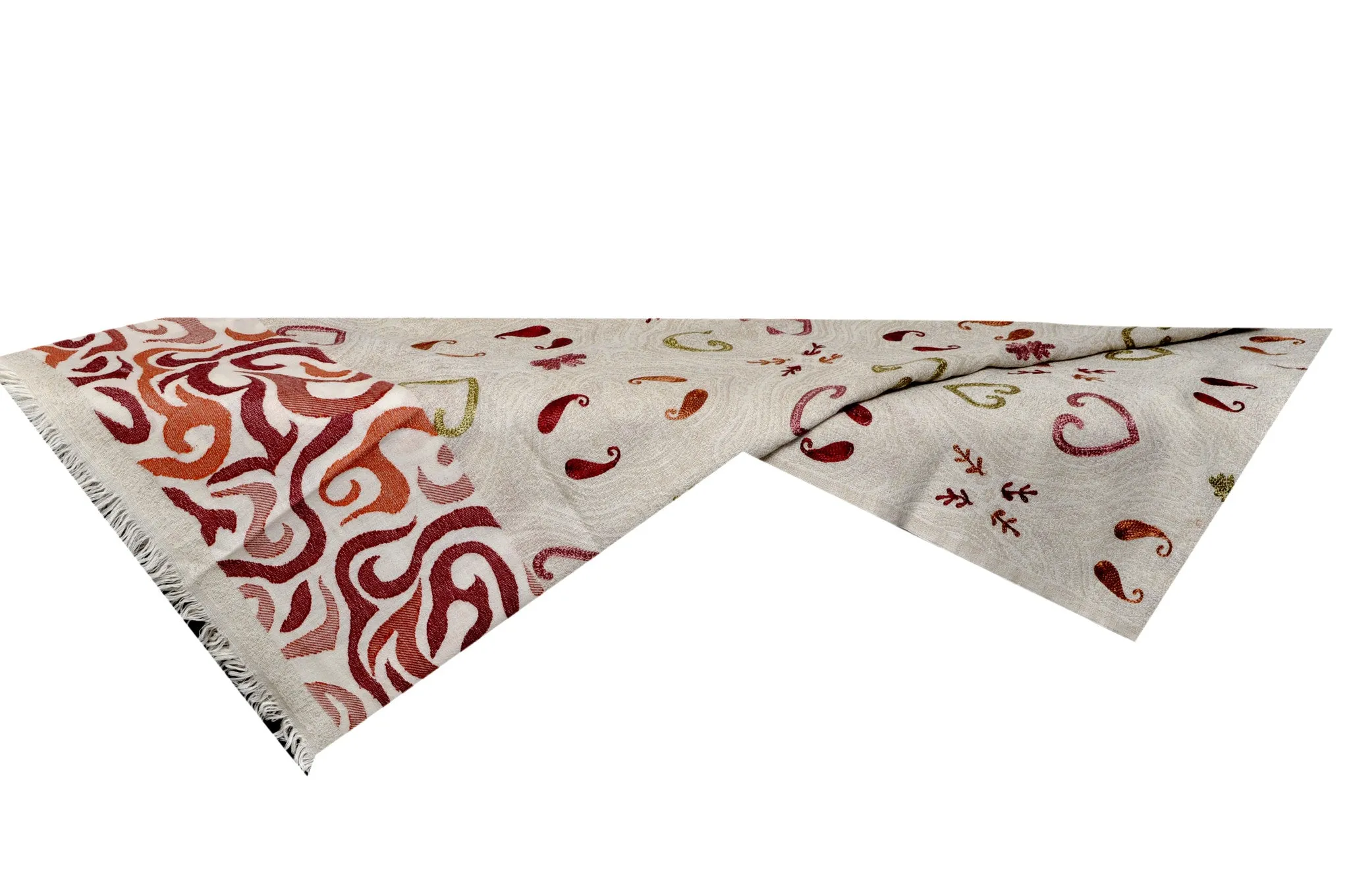 Semi Pashmina White Shawl Embroided with Ari