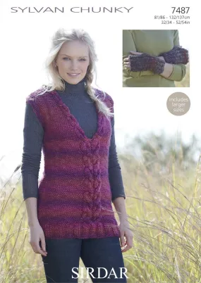 Sirdar Sylvan Chunky Pattern 7487 - Tunic & Wrist Warmers - REDUCED - NOW €1.00