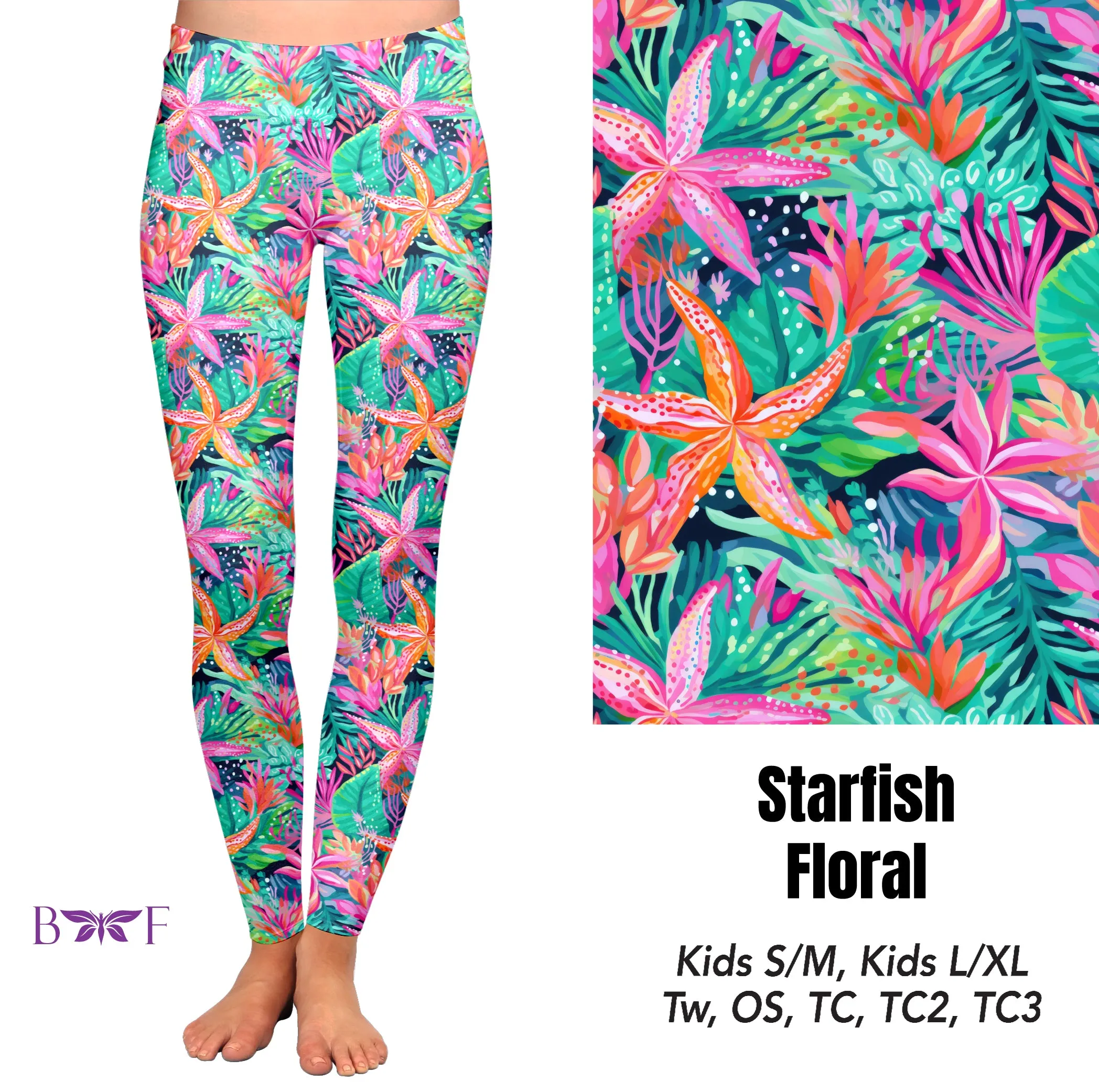 Starfish Floral capris, skorts, and biker shorts with pockets