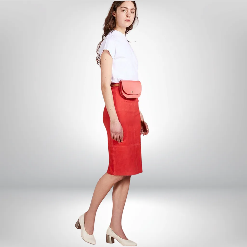 Suede Leather Pencil Skirt - Evelyn