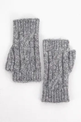Sydney Wrist Warmers - Dark Grey, Cable Knit