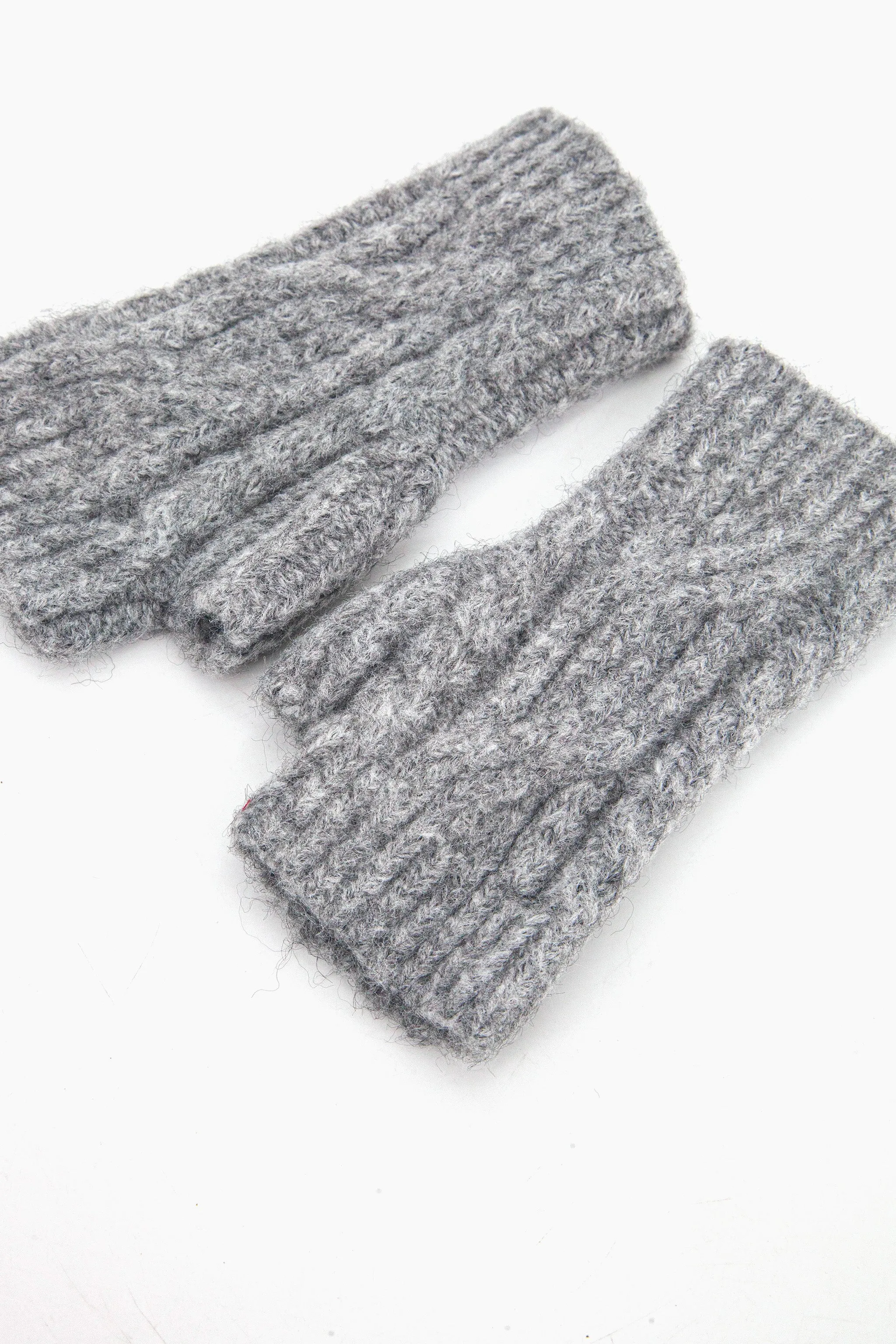 Sydney Wrist Warmers - Dark Grey, Cable Knit
