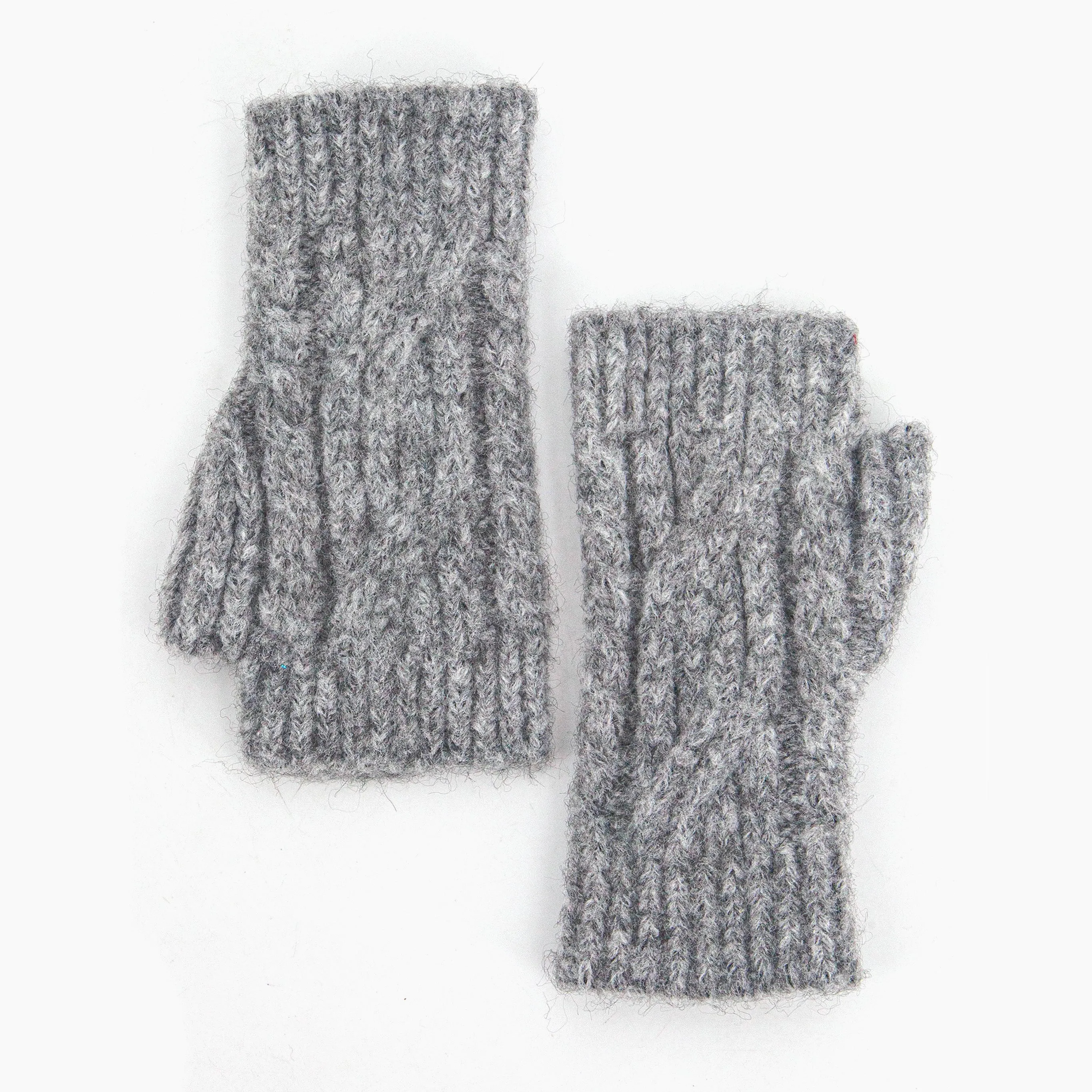 Sydney Wrist Warmers - Dark Grey, Cable Knit