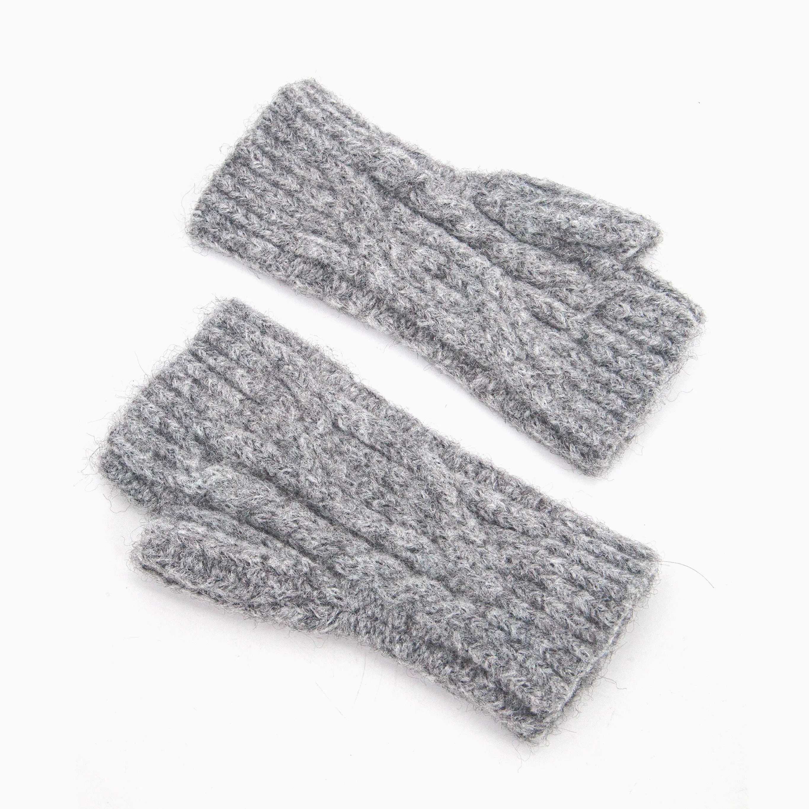 Sydney Wrist Warmers - Dark Grey, Cable Knit