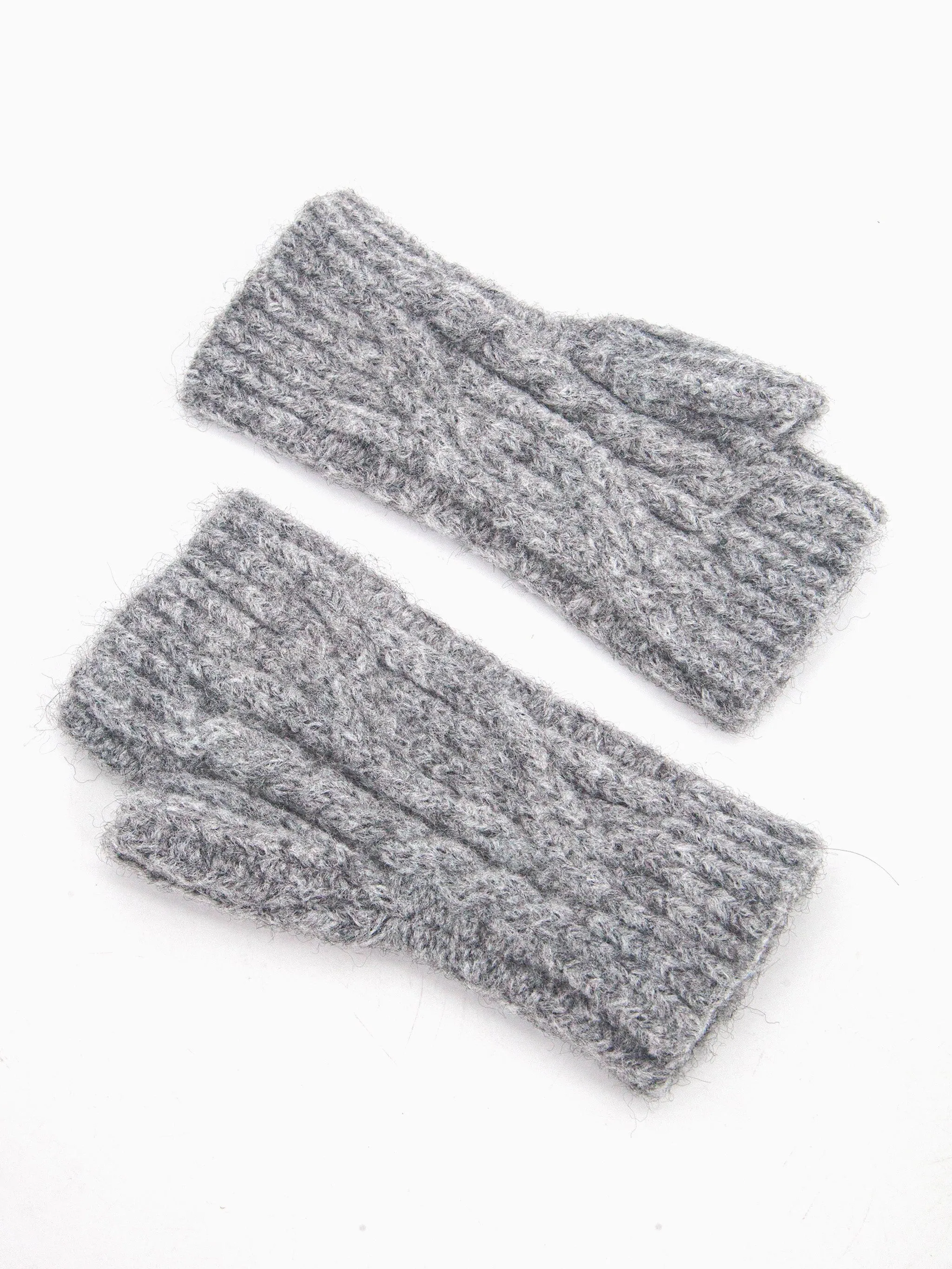 Sydney Wrist Warmers - Dark Grey, Cable Knit