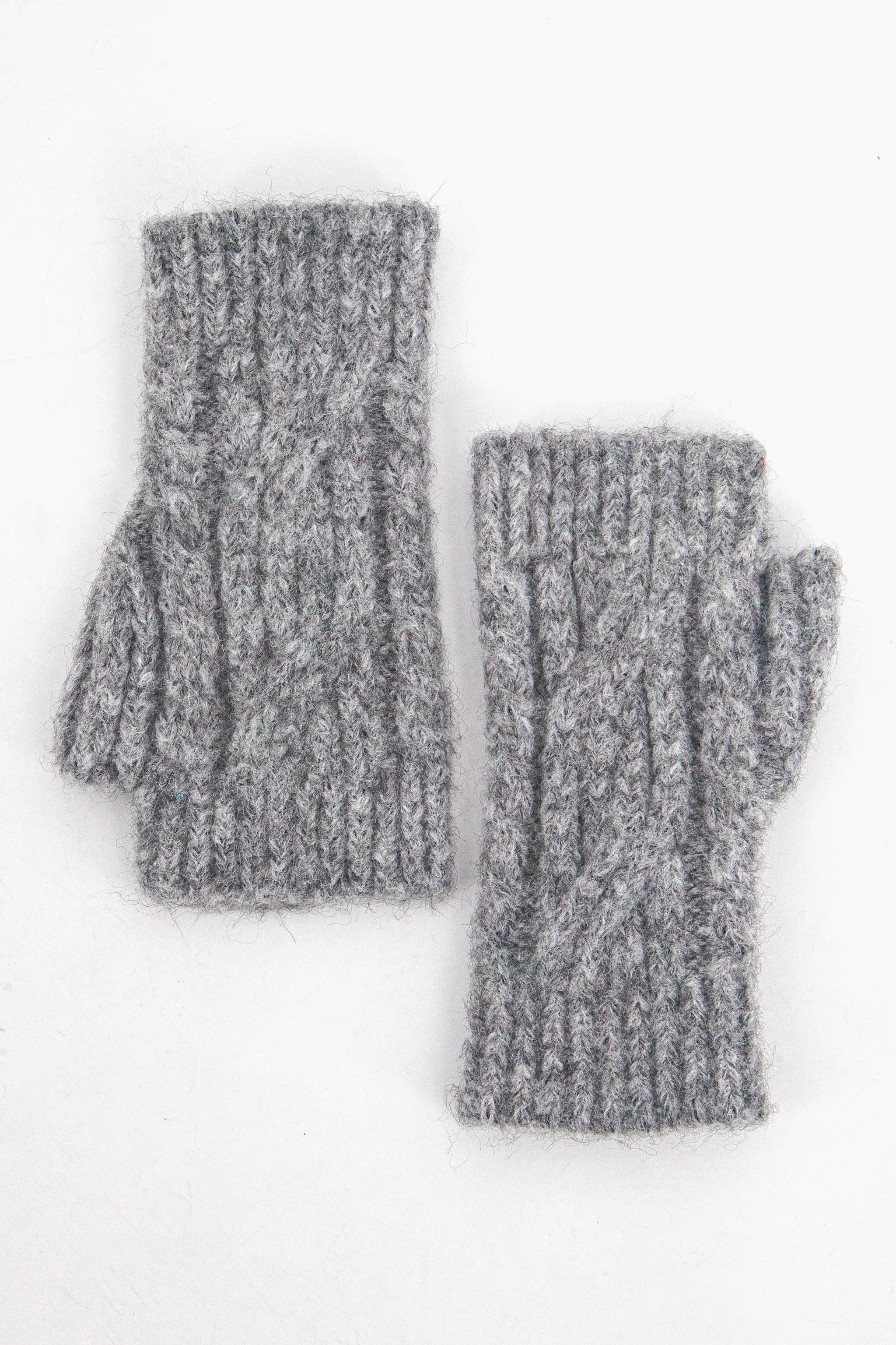 Sydney Wrist Warmers - Dark Grey, Cable Knit