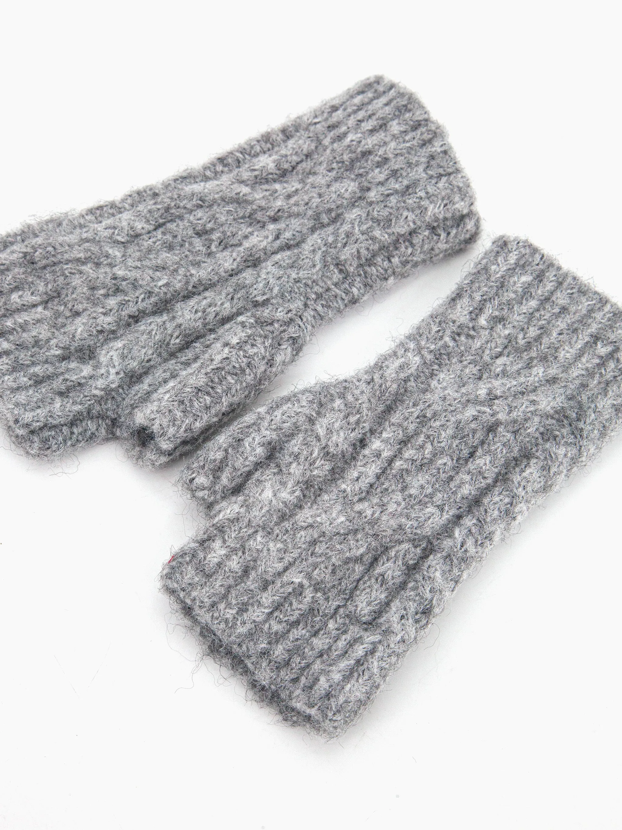 Sydney Wrist Warmers - Dark Grey, Cable Knit