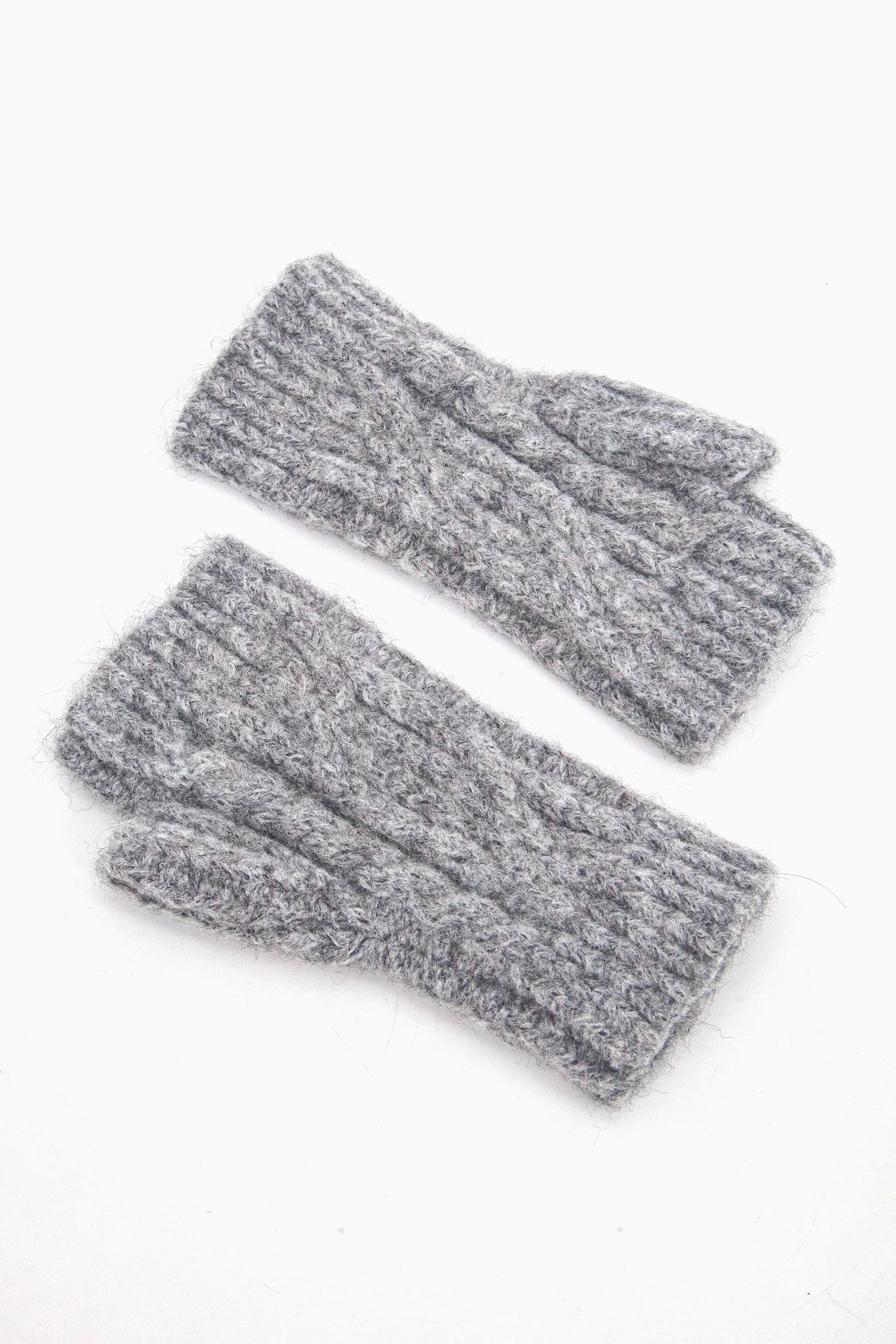 Sydney Wrist Warmers - Dark Grey, Cable Knit