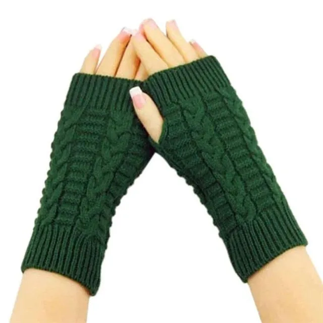 Unisex Knitted Wrist Fingerless Fashion Thick Wool Winter Gloves Arm Warmers