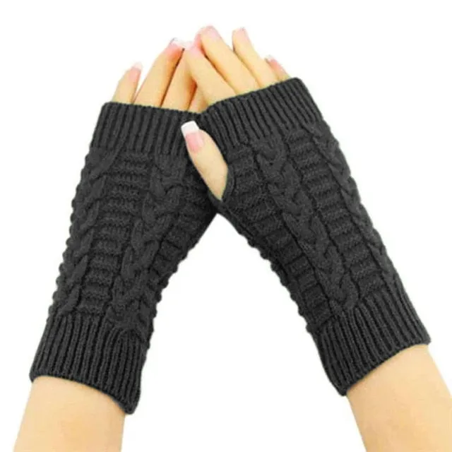 Unisex Knitted Wrist Fingerless Fashion Thick Wool Winter Gloves Arm Warmers
