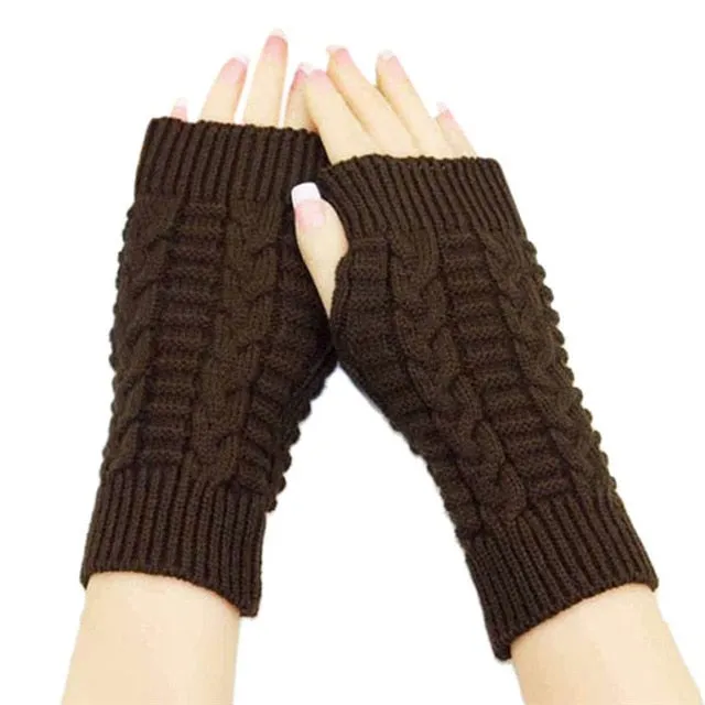 Unisex Knitted Wrist Fingerless Fashion Thick Wool Winter Gloves Arm Warmers