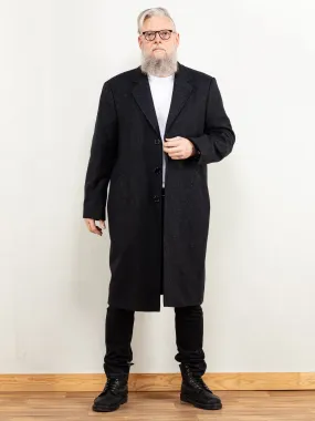 Vintage 80's Men Wool Blend Coat in Dark Grey