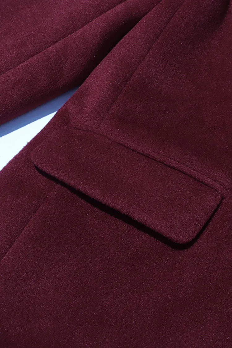 Vintage Lapel Collar Double Breasted Long Sleeve Faux Wool Oversized Blazer