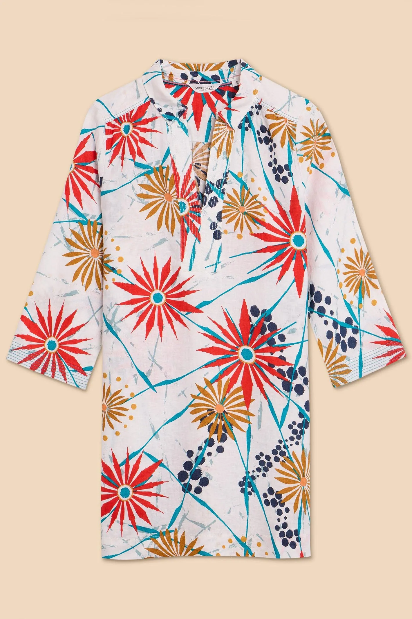 White Stuff 440691 Blaire Ivory Multicolour Linen Tunic