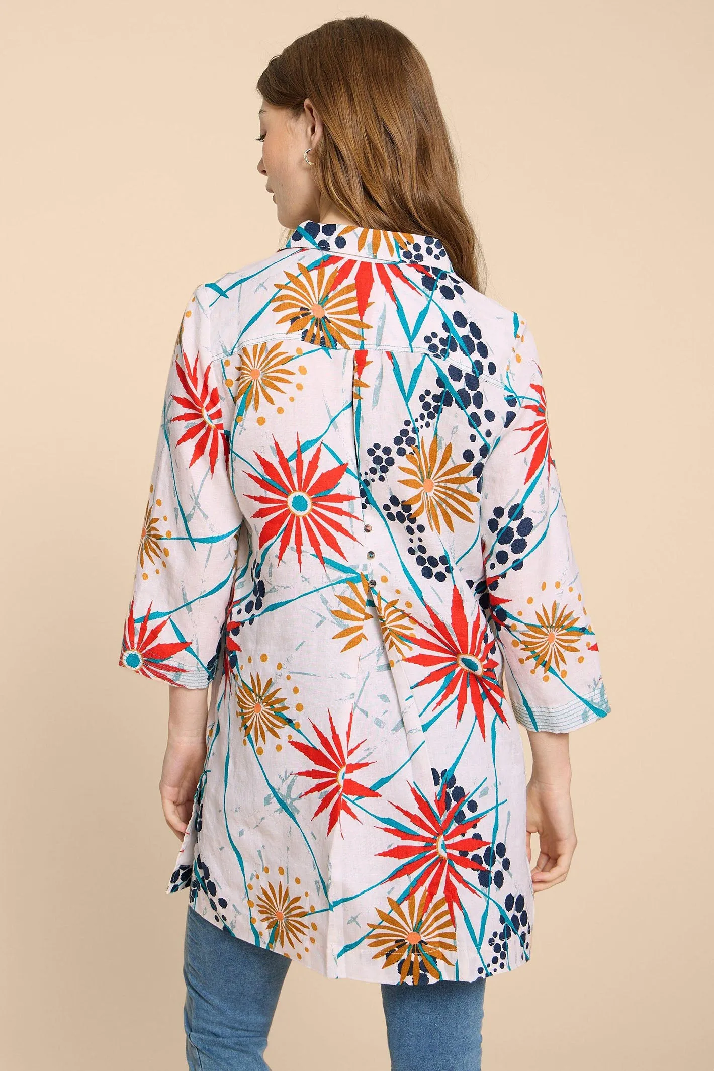 White Stuff 440691 Blaire Ivory Multicolour Linen Tunic