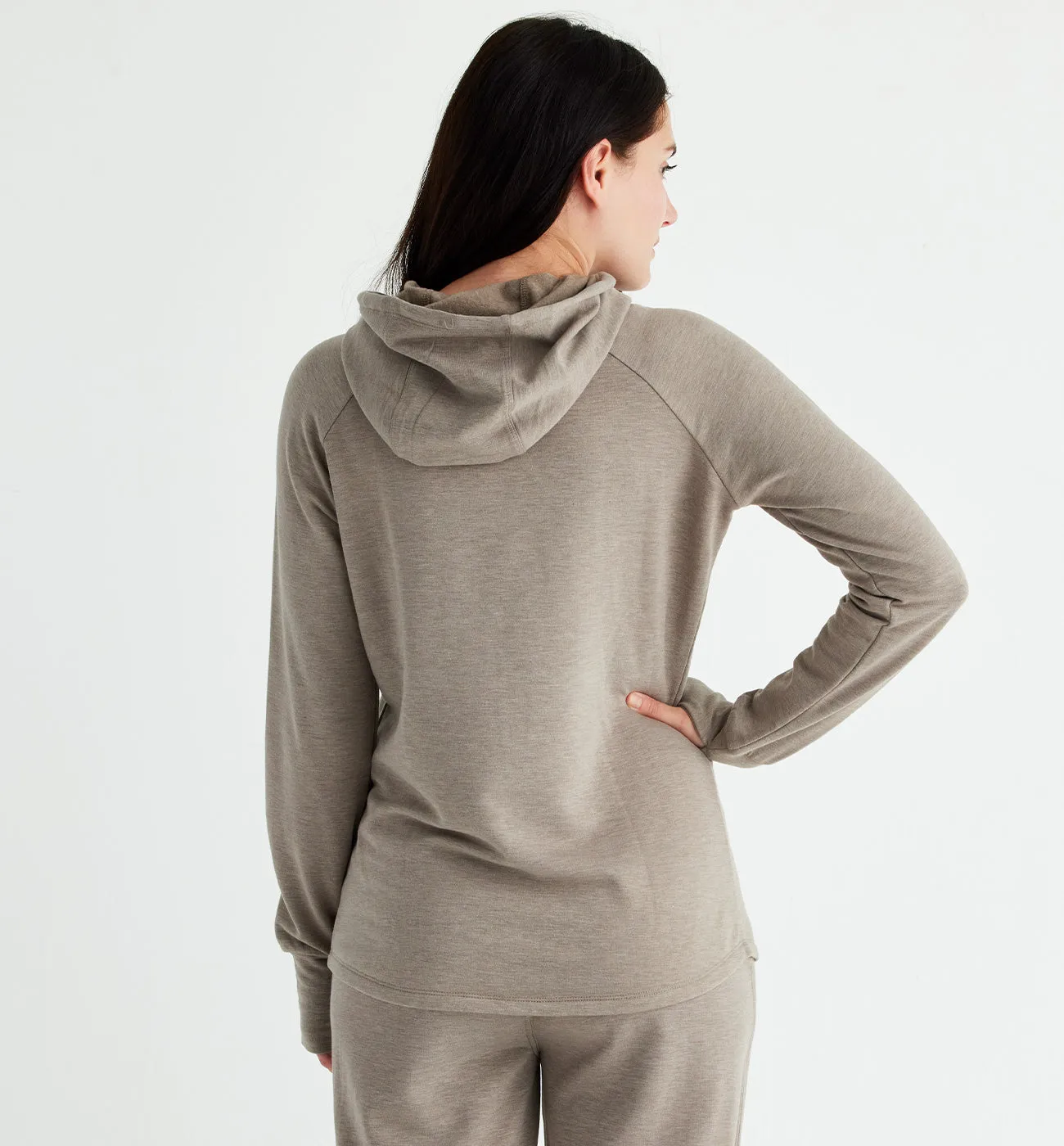 Women's Bamboo Lightweight Fleece Pullover Hoodie - Heather Oat