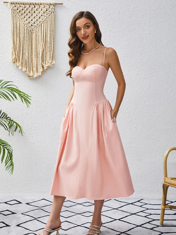 Women’s Blush Pink Cocktail Dress with Pockets