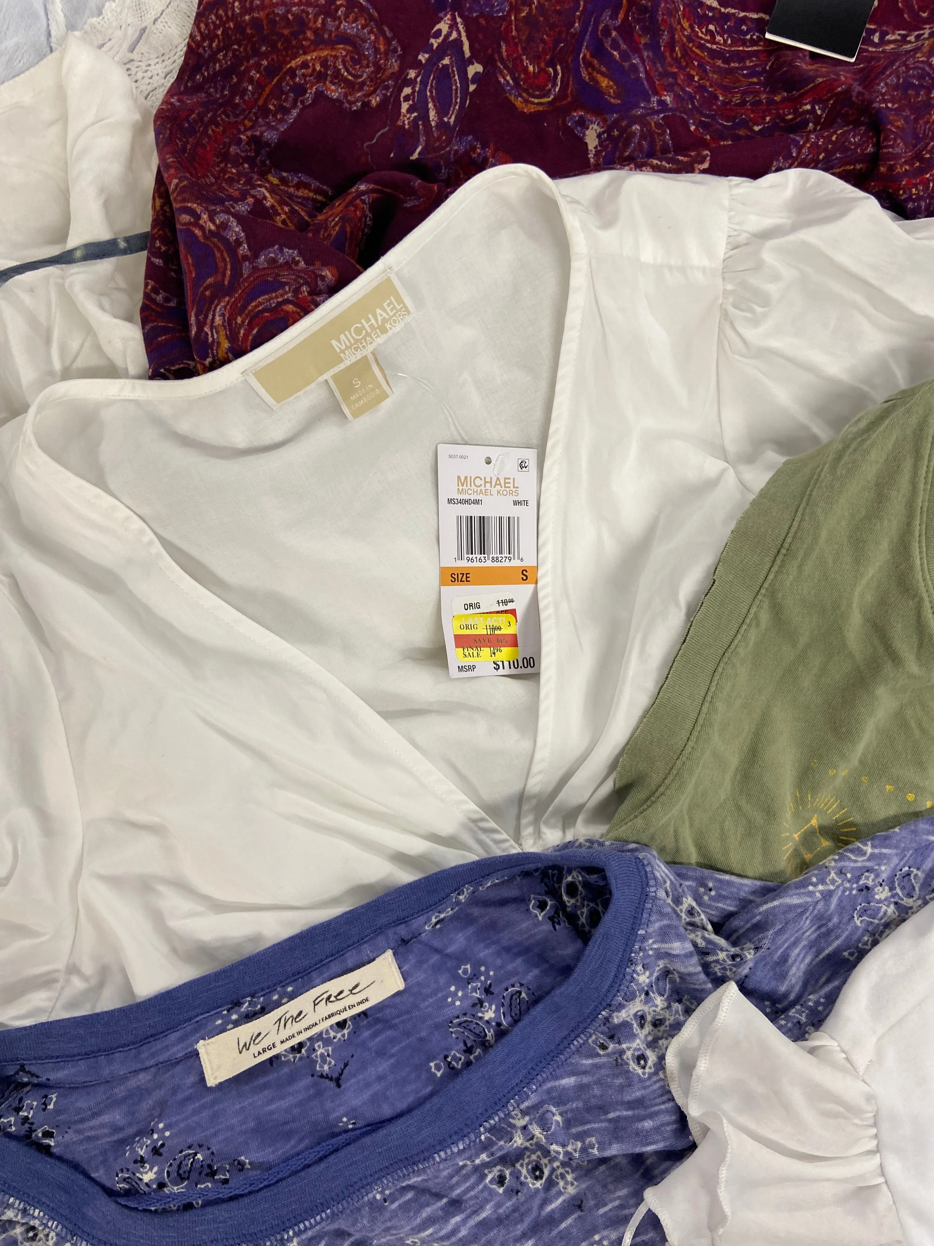 Women's Clothing Assorted Wholesale Lot, LAUREN RALPH LAUREN, FREE PEOPLE, LUCKY BRAND, RAVIYA, MICHAEL KORS, SPYDER and more, 12 items, Shelf Pulls, MSRP $797
