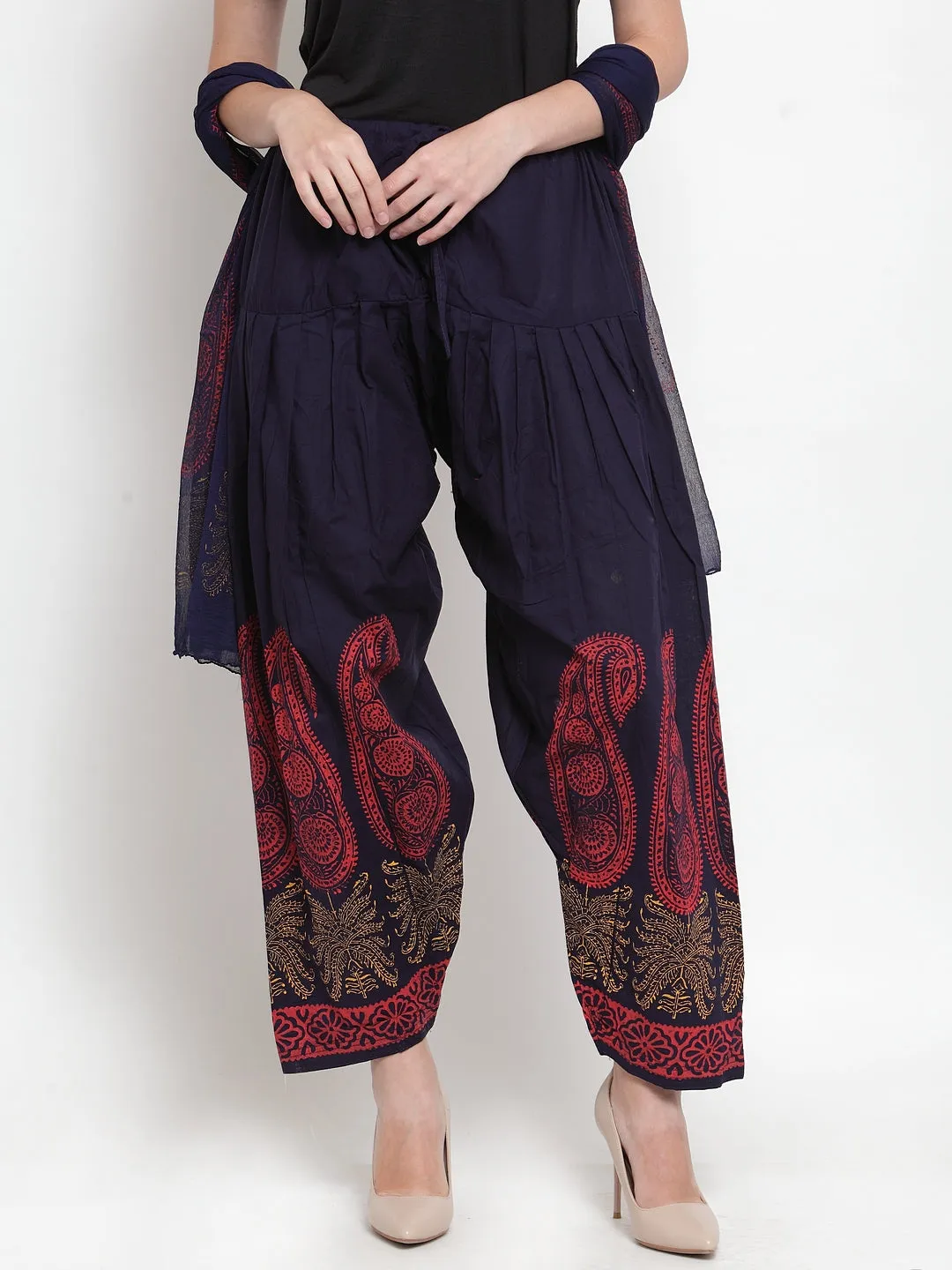 Women'S Navy Blue Printed Salwar Dupatta